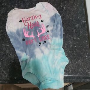 "Hunting Hair Don't Care" 18month tye dye onesie